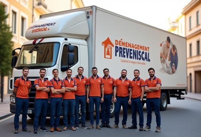 L'équipe de Déménagement Provençal devant un camion de déménagement